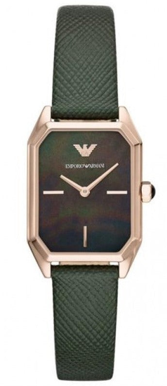 Buy Shop Emporio Armani Gioia Analog Black Mother of Pearl Dial Green Leather Strap Watch For Women - AR11149 USA Online