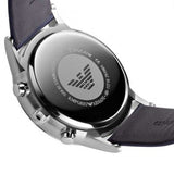 Buy Shop Emporio Armani Renato Chronograph Blue Dial Black Leather Strap Watch For Men - AR11216 USA Online
