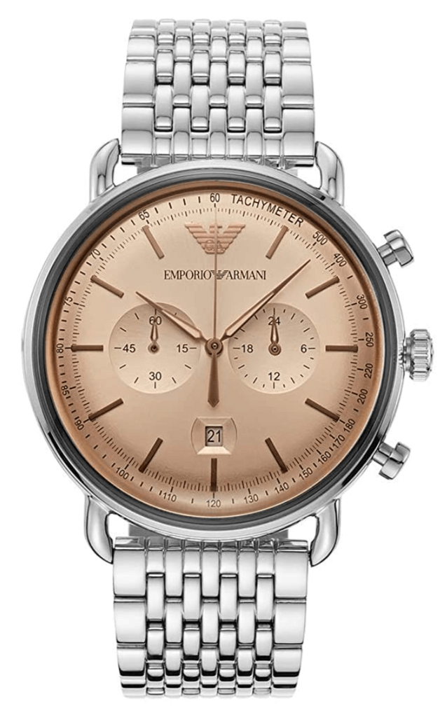 Buy Shop Emporio Armani Aviator Chronograph Beige Dial Silver Steel Strap Watch For Men - AR11239 USA Online