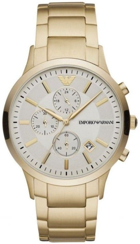 Buy Shop Emporio Armani Renato Chronograph White Dial Gold Steel Strap Watch For Men - AR11332 USA Online