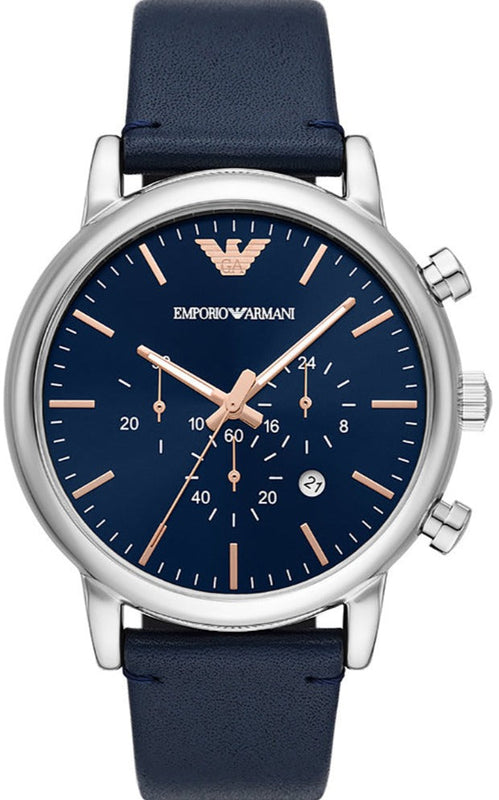 Buy Shop Emporio Armani Luigi Chronograph Blue Dial Blue Leather Strap Watch For Men - AR11451 USA Online