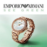 Buy Shop Emporio Armani Aira Three Hand Mother of Pearl Dial Rose Gold Steel Strap Watch For Women - AR11523 USA Online