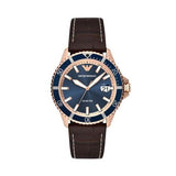 Buy Shop Emporio Armani Pro Planet Three Hand Date Blue Dial Brown Leather Strap Watch For Men - AR11556 USA Online