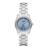 Buy Shop Emporio Armani Federica Three-Hand Date Blue Dial Silver Steel Strap Watch For Women - AR11593 USA Online