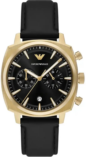 Buy Shop Emporio Armani Ruggero Chronograph Black Dial Black Leather Strap Watch for Men - AR11690 USA Online