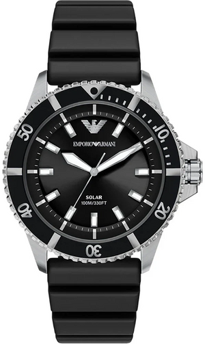 Buy Shop Emporio Armani World Explorer Solar Black Dial Black Silicone Strap Watch for Men - AR11788 USA Online