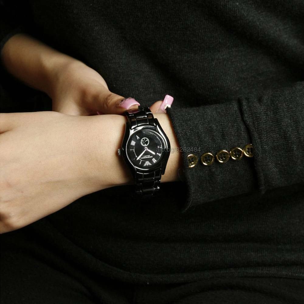 Buy Shop Emporio Armani Ceramica Quartz Black Dial Black Steel Strap Watch For Women - AR1402 USA Online