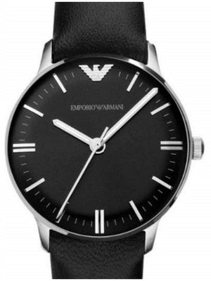 Buy Shop Emporio Armani Classic Quartz Black Dial Black Leather Strap Watch For Women - AR1600 USA Online
