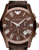 Emporio Armani Valente Classic Brown Dial Brown Leather Strap Watch For Men - AR1609