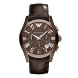 Emporio Armani Valente Classic Brown Dial Brown Leather Strap Watch For Men - AR1609