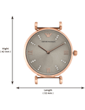 Buy Shop Emporio Armani Gianni T Bar Gunmetal Dial Beige Leather Strap Watch For Women - AR1681 USA Online