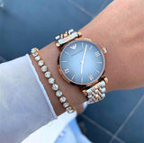 Buy Shop Emporio Armani Gianni T Bar Grey Dial Two Tone Stainless Steel Watch For Women - AR1725 USA Online