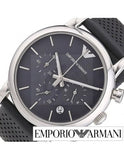 Buy Shop Emporio Armani Luigi Chronograph Quartz Grey Dial Grey Leather Strap Watch For Men - AR1735 USA Online