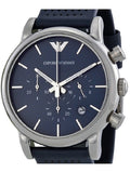 Buy Shop Emporio Armani Luigi Chronograph Blue Dial Black Leather Strap Watch For Men - AR1736 USA Online