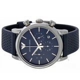 Buy Shop Emporio Armani Luigi Chronograph Blue Dial Black Leather Strap Watch For Men - AR1736 USA Online