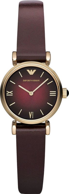 Buy Shop Emporio Armani Gianni T Bar Burgundy Dial Burgundy Leather Strap Watch For Women - AR1758 USA Online