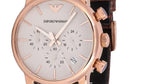 Buy Shop Emporio Armani Classic Chronograph White Dial Brown Leather Strap Watch For Men - AR1809 USA Online
