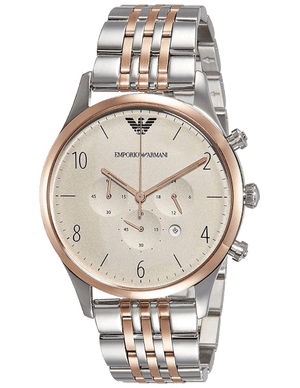 Buy Shop Emporio Armani Beta Chronograph Grey Dial Two Tone Steel Strap Watch For Men - AR1864 USA Online