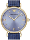Buy Shop Emporio Armani Gianni T Bar Blue Dial Blue Leather Strap Watch For Women - AR1875 USA Online