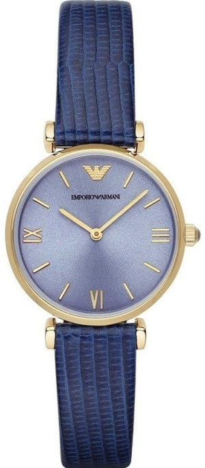 Buy Shop Emporio Armani Gianni T Bar Blue Dial Blue Leather Strap Watch For Women - AR1875 USA Online