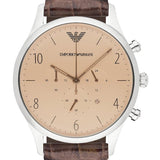 Buy Shop Emporio Armani Classic Chronograph Cream Dial Brown Leather Strap Watch For Men - AR1878 USA Online