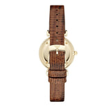 Buy Shop Emporio Armani Gianni T Bar Beige Dial Brown Leather Strap Watch For Women - AR1883 USA Online