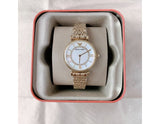 Buy Shop Emporio Armani Gianni T Bar White Mother of Pearl Dial Gold Steel Strap Watch For Women - AR1907 USA Online
