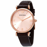 Buy Shop Emporio Armani Classic Quartz Pink Dial Brown Leather Strap Watch For Women - AR1911 USA Online