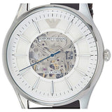 Buy Shop Emporio Armani Meccanico White Dial Brown Leather Strap Watch For Men - AR1946 USA Online