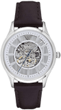 Buy Shop Emporio Armani Meccanico White Dial Brown Leather Strap Watch For Men - AR1946 USA Online
