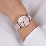 Buy Shop Emporio Armani Gianni T Bar Mother Of Pearl Pink Dial Pink Leather Strap Watch For Women - AR1958 USA Online