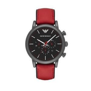 Buy Shop Emporio Armani Luigi Chronograph Black Dial Red Leather Strap Watch For Men - AR1971 USA Online