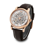 Buy Shop Emporio Armani Meccanico Silver Skeleton Dial Brown Leather Strap Watch For Men - AR1983 USA Online