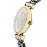 Buy Shop Emporio Armani Gianni T Bar Analog White Dial Two Tone Steel Strap Watch For Women - AR2076 USA Online