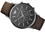 Emporio Armani Sportivo Black Dial Brown Leather Strap Watch For Men - AR2462