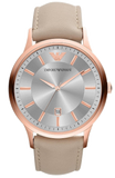 Buy Shop Emporio Armani Classic Quartz Silver Dial Beige Leather Strap Watch For Men - AR2464 USA Online