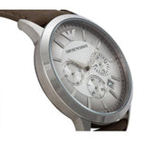 Buy Shop Emporio Armani Classic Chronograph Silver Dial Brown Leather Strap Watch For Men - AR2471 USA Online