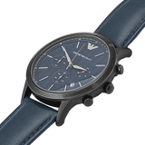 Buy Shop Emporio Armani Renato Chronograph Quartz Blue Dial Blue Leather Strap Watch For Men - AR2481 USA Online