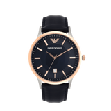 Buy Shop Emporio Armani Renato Analog Blue Dial Black Leather Strap Watch For Men - AR2506 USA Online