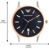 Buy Shop Emporio Armani Renato Analog Blue Dial Black Leather Strap Watch For Men - AR2506 USA Online