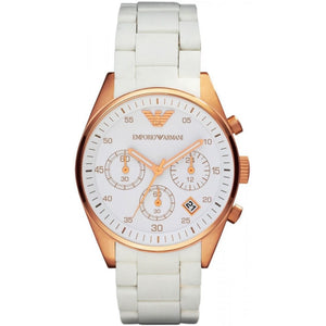Buy Shop Emporio Armani Sportivo Silver Dial White Silicone Strap Watch For Women - AR5920 USA Online