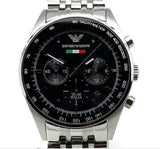 Buy Shop Emporio Armani Team Italia Chronograph Black Dial Silver Steel Strap Watch For Men - AR5983 USA Online