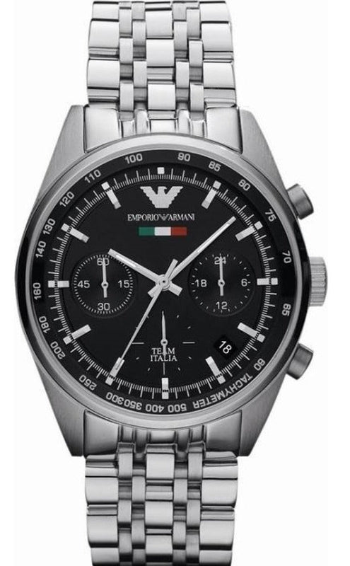 Buy Shop Emporio Armani Sportivo Chronograph Black Dial Silver Steel Strap Watch For Men - AR5984 USA Online