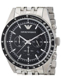 Emporio Armani Tazio Chronograph Black Dial Silver Steel Strap Watch For Men - AR5988