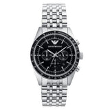 Emporio Armani Tazio Chronograph Black Dial Silver Steel Strap Watch For Men - AR5988