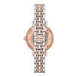 Buy Shop Emporio Armani Gianni T Bar Silver Skeleton Dial Two Tone Strap Watch For Women - AR1992 USA Online