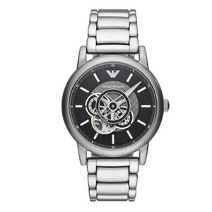 Buy Shop Emporio Armani Meccanico Automatic Skeleton Black Dial Silver Steel Strap Watch For Men - AR60021 USA Online