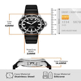 Buy Shop Emporio Armani Sea Explorer Automatic Black Dial Black Silicone Strap Watch For Men - AR60078 USA Online
