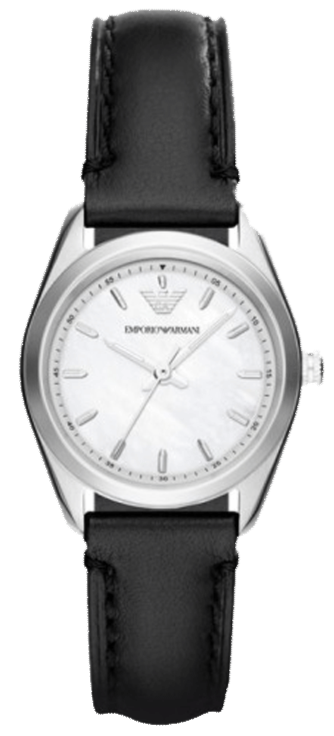 Buy Shop Emporio Armani Analog White Dial Black Leather Strap Watch For Women - AR6026 USA Online