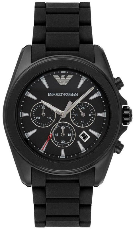 Buy Shop Emporio Armani Sportivo Chronograph Black Dial Black Silicone Strap Watch For Men - AR6092 USA Online